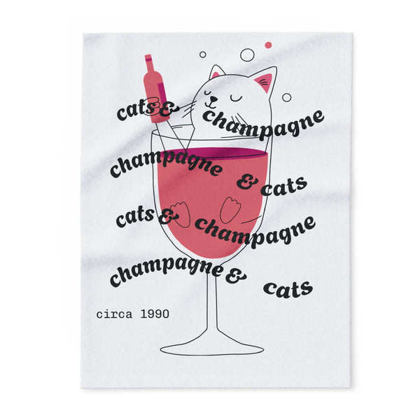Cats & Champagne Fleece Blanket — Throw- ElanabyElane
