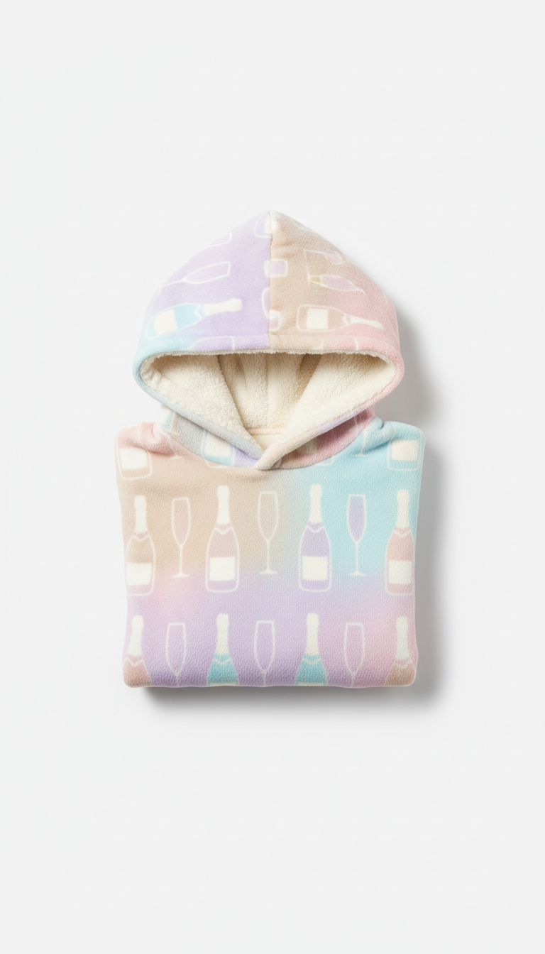 Champagne Motif Pastel Hoodie